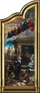Den sista domen och de sju barmhärtighetsgärningarna (olja på panel) av Bernard van Orley