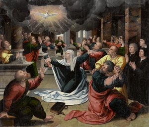 Pingstdagen, cirka 1530 (olja på panel) av Bernard van Orley
