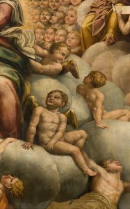 Apsid, altartavla av Bernardino Gatti kallad Il Sojaro kompletterad av Giovanni Battista Trotti kallad IL Malosso, Jungfruns antagande
