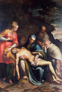 Pieta eller avsättning av Kristus med den heliga Katarina av Alexandria och tre profeter