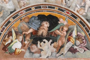 Änglar och putti, detalj av The Martyrdom of Saint Catherine (fresk)