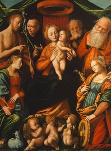 Madonna med barn och heliga, av Bernardino Lanino (1511-1582)