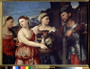 ""Salome"" Salome håller i huvudet på Johannes Döparen. Målning av Bernardino Licinio (1489-1565). Pushkin-museet från 1500-talet, Moskva