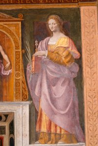 Saint Lucia, fresk av Bernardino Luini i kyrkan Saint Maurice vid Maggiore-klostret, Milano, Lombardiet, Italien
