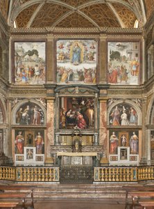Utsikt över freskerna med tillbedjan av de tre kungarna av Bernardino Luini