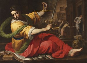 Allegorie de la Justice - Allegory of Justice, av Mei, Bernardino (1612-1676). Olja på duk