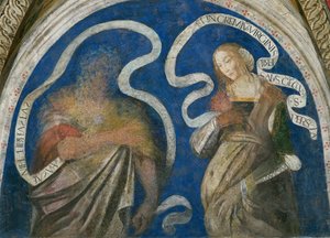 Le prophete Zacharie et la sibylle persique (Sabbe) - Profeten Zacharias och den persiska sibylla, av Pinturicchio, Bernardino, Workshop of (1454-1513). Fresk