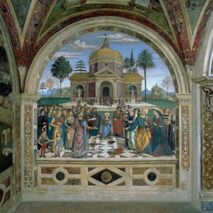 Diskussion i templet (fresk) av Bernardino di Betto Pinturicchio