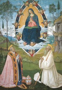 Madonna med Gregory Great och Saint Benedict av Bernardino di Betto Pinturicchio