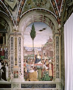 Påven Pius II (1405-64), i Ancona, välsignar flottan som är på väg att ge sig av till det heliga landet den 15 augusti 1464 av Bernardino di Betto Pinturicchio