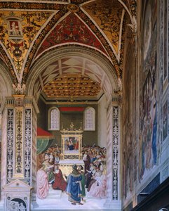 Berättelser om Pius II: Piccolomini vald till kardinal av Bernardino Pinturicchio (cirka 1452-1513), Piccolomini bibliotek, Sienas katedral av Bernardino di Betto Pinturicchio