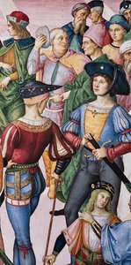 Piccolomini-biblioteket, nordöstra väggen: "Aeneas Sylvius kröns till poetpristagare av kejsaren Frrederick III, 27 juli av Bernardino di Betto Pinturicchio