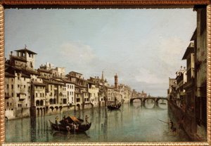 Arno i Florens med Ponte Santa Trinità av Bernardo Bellotto