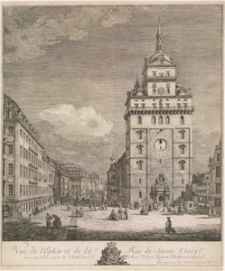 Den tidigare Kreuzkirche i Dresden, blad ur serien "Dresdenvyer" av Bernardo Bellotto