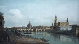 Dresden sett från Elbes högra strand, under Augustsbron, 1748