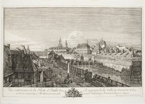 Exteriör vy av den italienska porten av vallarna i staden Dresden av Bernardo Bellotto
