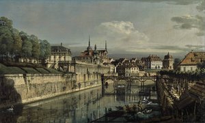 Tyska: Dresden, am Zwinger En vy över Zwingers vallgrav av Bernardo Bellotto