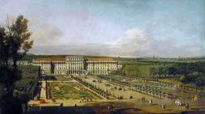 Kejsarpalatset Schönbrunn, trädgårdsfasad. av Bernardo Bellotto