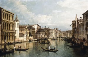 Canal Grande, Venedig, med blick österut från Palazzo Flangini till Palazzo Vendramin Calergi, c1742