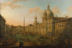 Piazza Navona i Rom, tidigt 1740-tal. av Bernardo Bellotto