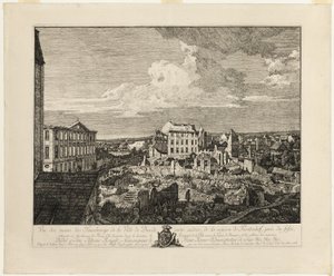Ruinerna av Pirnaischer-förorten med Palais Fürstenhof av Bernardo Bellotto