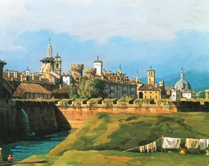 Utsikt över Turin från sidan av den kungliga trädgården av Bernardo Bellotto