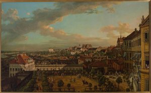 Utsikt över Warszawa från terrassen på Kungliga slottet av Bernardo Bellotto