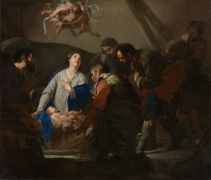 Tillbedjan av herdarna av Bernardo Cavallino