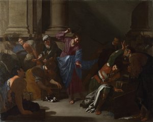 Kristus driver köpmännen från templet, ca. 1645 av Bernardo Cavallino