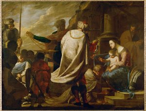 De vises tillbedjan ... (målning på duk) av Bernardo Cavallino