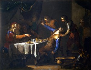 Mordet på Amnon av hans bror Absalom (olja på duk)