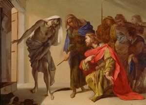 The Shade of Samuel invoked by Saul, c.1655 (olja på koppar) av Bernardo Cavallino