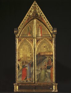 Triptyk - Jungfrun och barnet tronade med heliga, 1338 av Bernardo Daddi