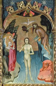 Altartavla föreställande Jesu dop av Johannes Döparen från kyrkan Cabrera