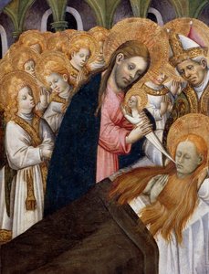 Maria Magdalenas död, detalj från St Mary Magdalenas altartavla (1437-1452), av Bernat Martorell (ca 1400-1452), målad på trä. Katalansk gotisk konst.