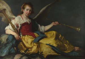 En personifiering av berömmelse, ca. 1635 av Bernardo Strozzi