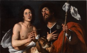 Saints Roch och Sebastian. av Bernardo Strozzi