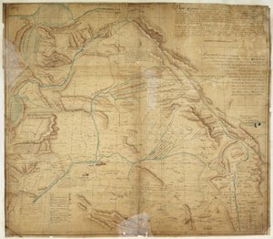 Karta över större delen av New Mexico och en del av Upper California av Bernardo de Miera y Pacheco