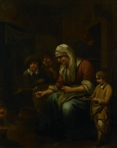 Kvinna som gör pannkakor av Bernardus van Schijndel