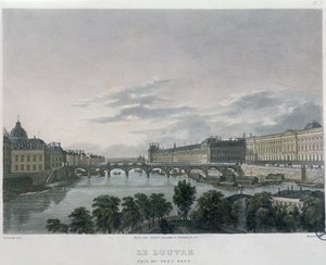 Pont eller Passerelle des Arts, Paris, 1832 (färgstick)