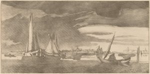 Flod med stad, 1775.