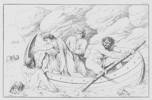 Dantes gudomliga komedi, Inferno (Helvetet), plansch XIV (litografi) av Bernhard Schuler