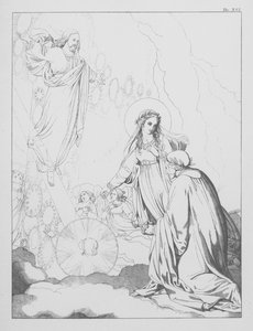 Dantes gudomliga komedi, Paradiso (himlen), plansch XVI (litografi) av Bernhard Schuler
