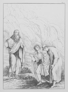 Dantes gudomliga komedi, Purgatorio (Skärselden), plansch I (litografi) av Bernhard Schuler