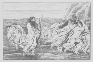 Dantes gudomliga komedi, Purgatorio (Skärselden), plansch V (litografi) av Bernhard Schuler