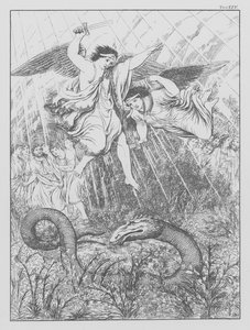 Dantes gudomliga komedi, Purgatorio (Skärselden), plansch XIV (litografi) av Bernhard Schuler