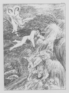Dantes gudomliga komedi, Purgatorio (Skärselden), plansch X (litografi) av Bernhard Schuler