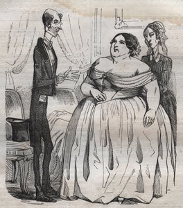 Gourmander - fetma och mager - gravyr i "La Physiologie du gout"" av Jean Anthelme Brillat Savarin (Brillat-Savarin)