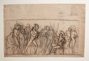 Agamenons slåss med Achilles. Baptismal teckensnitt av Bertel Thorvaldsen