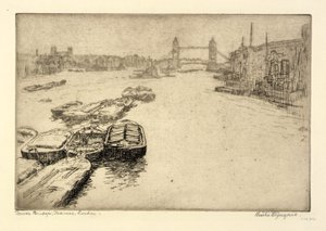 Tower Bridge, Themsen, London av Bertha E. Jaques